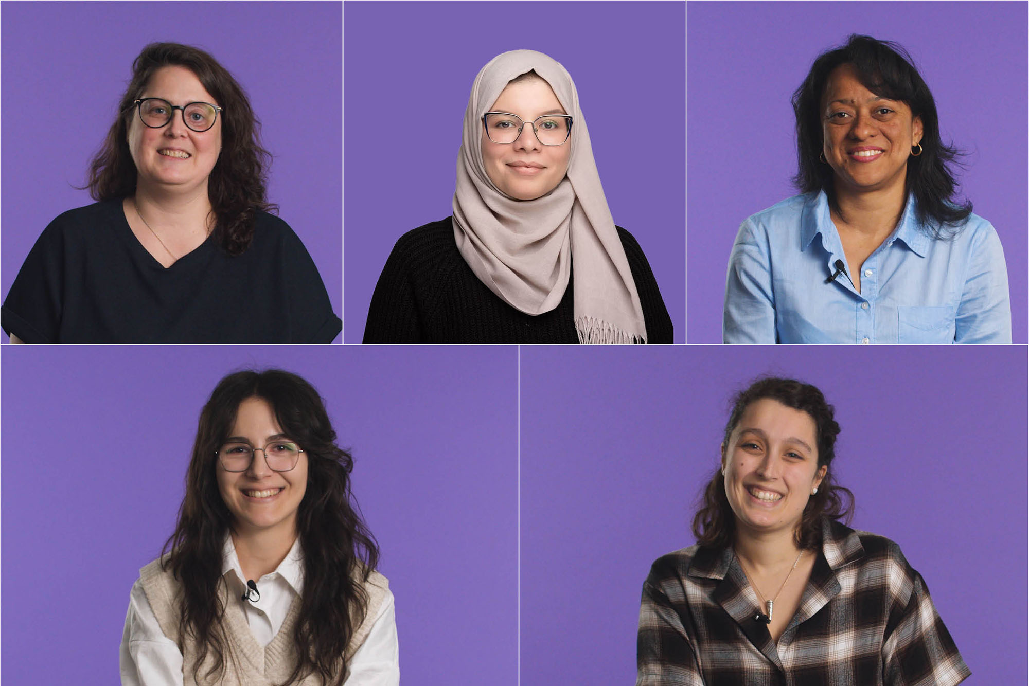 Photo individuelle de cinq femmes en science